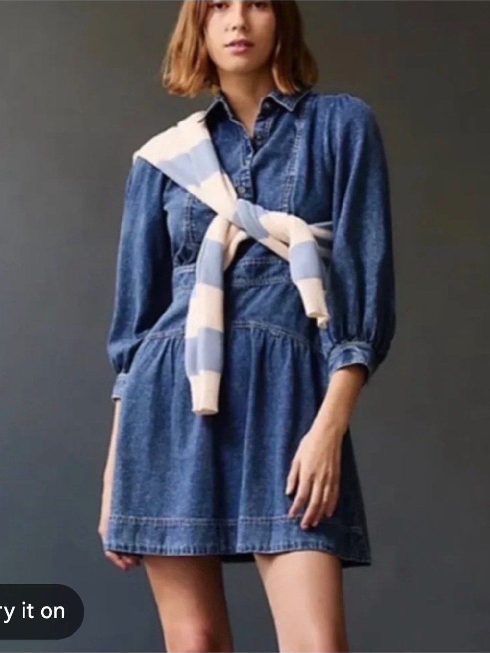 Anthropologie Denim Blue Mini Dress